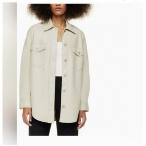 Aritzia Wilfred Faux Leather Long Sleeve Shirt Jacket Ganna Shacket Size Small